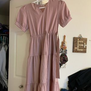 Long light pink dress